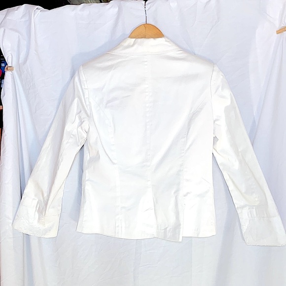 Twee Coastal Women's Small White Blazer Jacket Preppy Academia Career Stretchy - Picture 6 of 6
